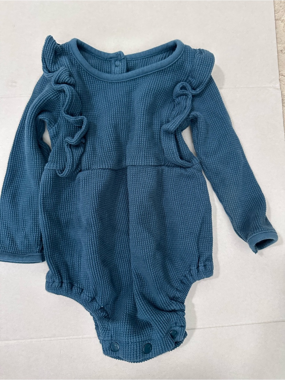 APPLE PARK Teal Waffle Bubble Bodysuit 12-18 Months